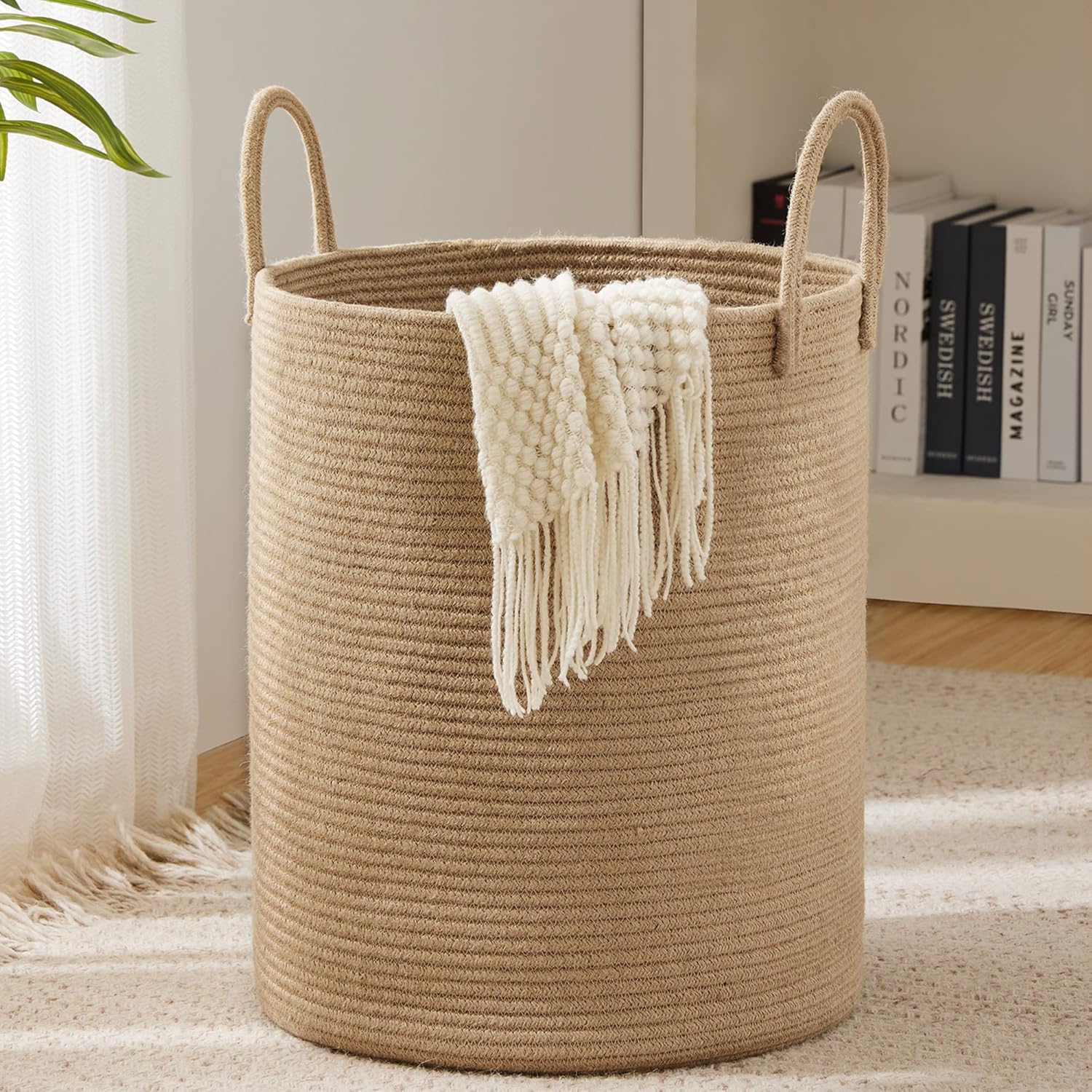Sustainable Living Eco Friendly - Large Storage Basket Tall Woven Decorative