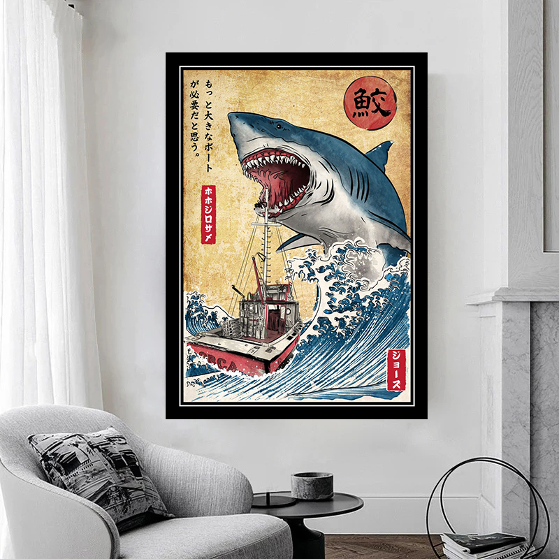 Jaws Posters  Shark Canvas Pai - Sustainable Living Eco Friendly review and price
